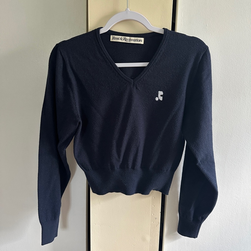 Rest & Recreation Navy V-Neck Sweater